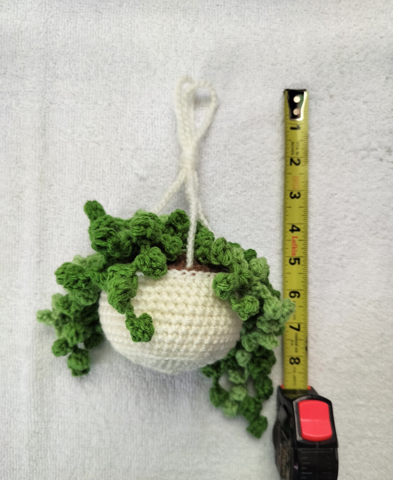 CROCHET HANGING PLANT Small White Pot Handmade New