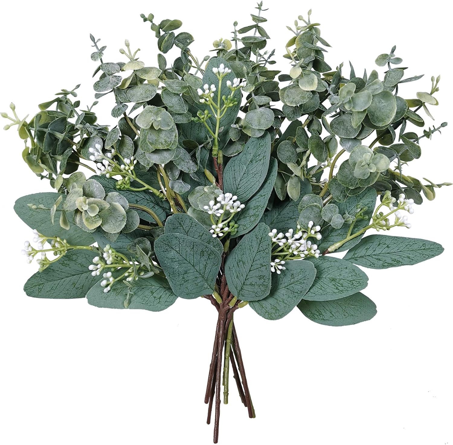 Mixed Artificial Eucalyptus Leaves Stems Faux Greenery for Wedding & Home Decor