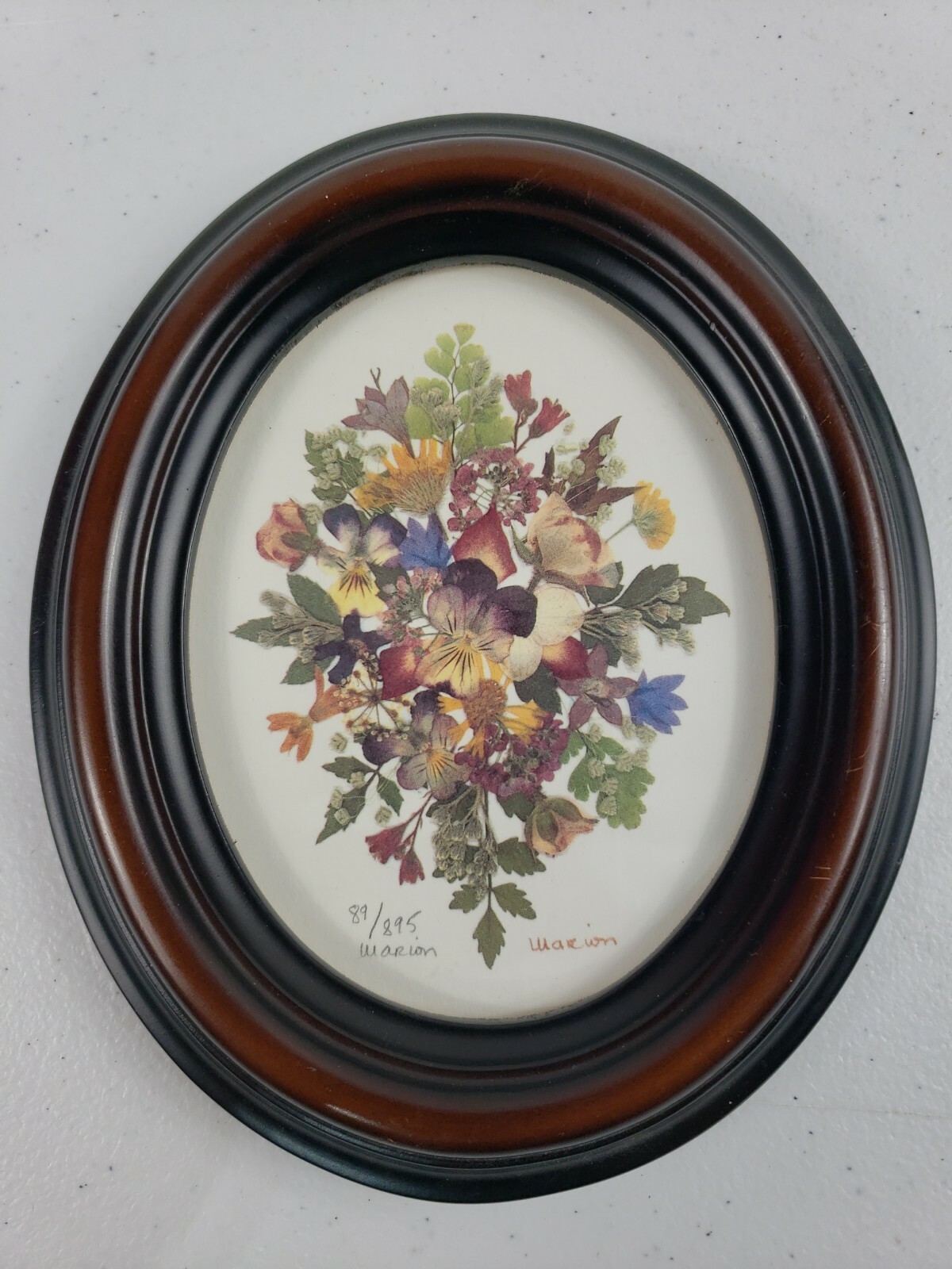 Pressed Dried Flower Wall Art signed by Marion Framed 89/895