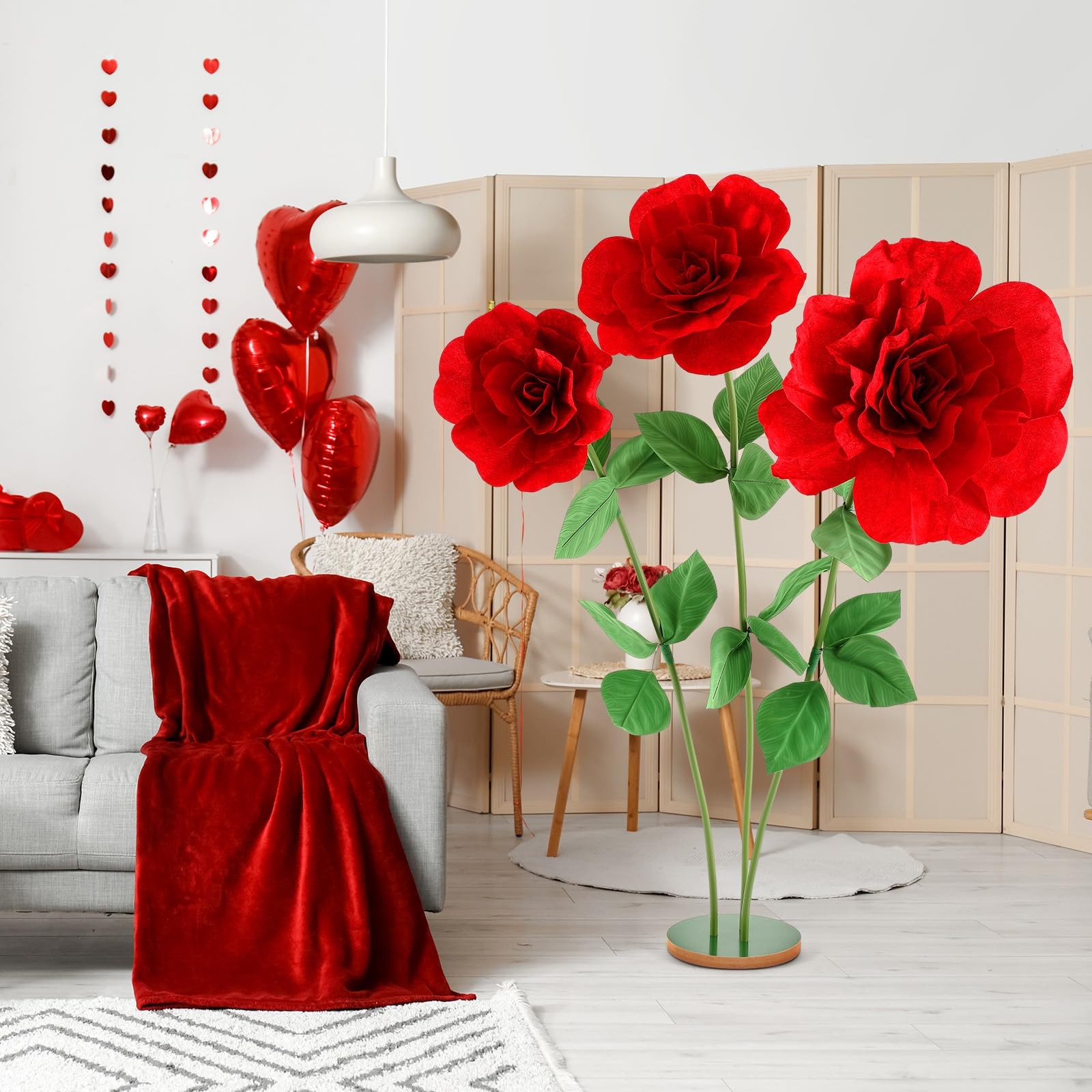 1 Set 4.5 ft Giant Artificial Flowers Giant Rose for Decorations Huge Flannel…