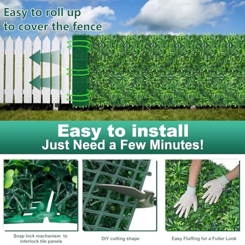 Artificial Hedge Panel 40×120 Inch 33.33 sqft UV Resistant Faux Privacy Fence