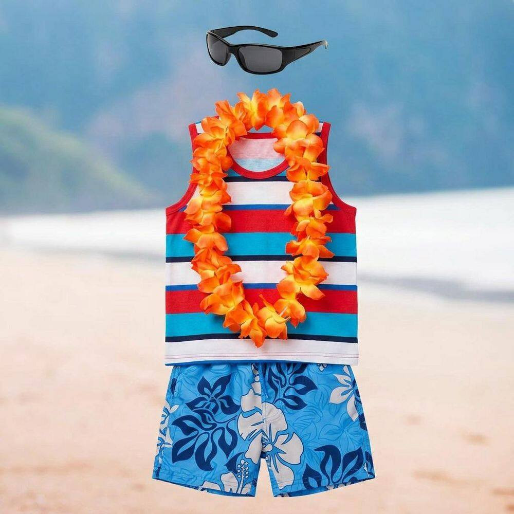 1.7 in Artificial Multicolor Indoor/Outdoor Tropical Hawaiian Flower Leis Party