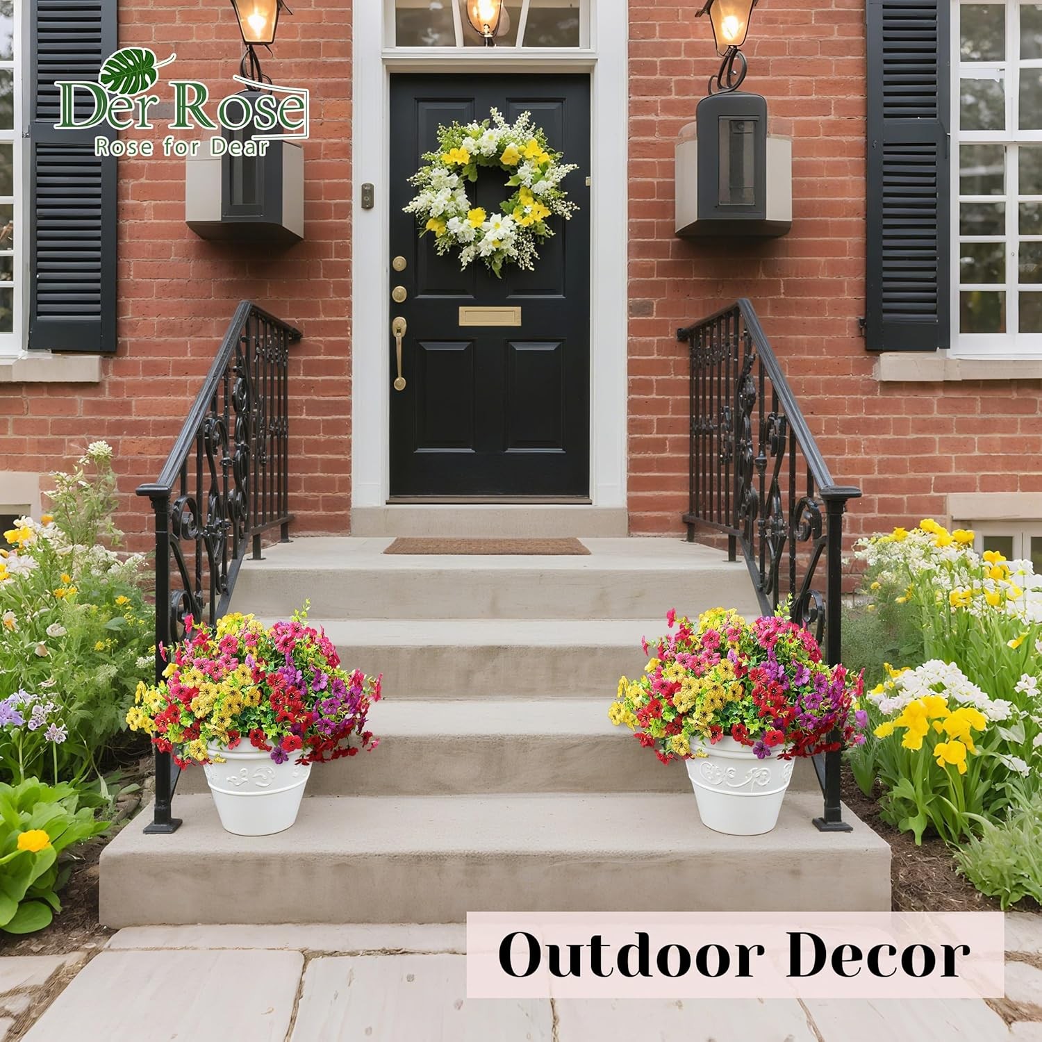 12 Bundles Artificial Flowers for Outdoors Fake Flowers Plants Spring Decoration