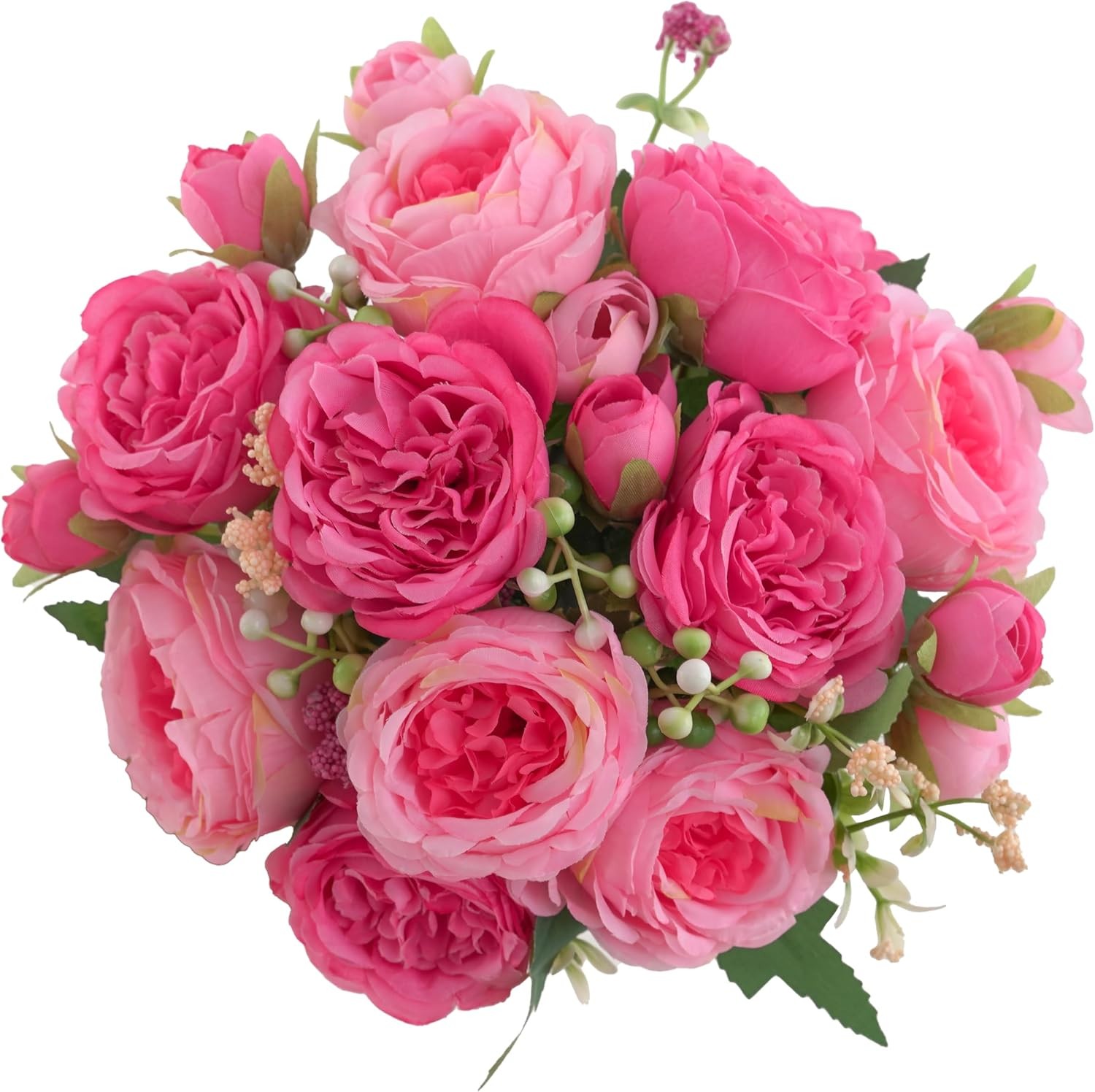 2 Packs Peonies Artificial Flowers, Small Silk Rose Pink Artificial Peonies