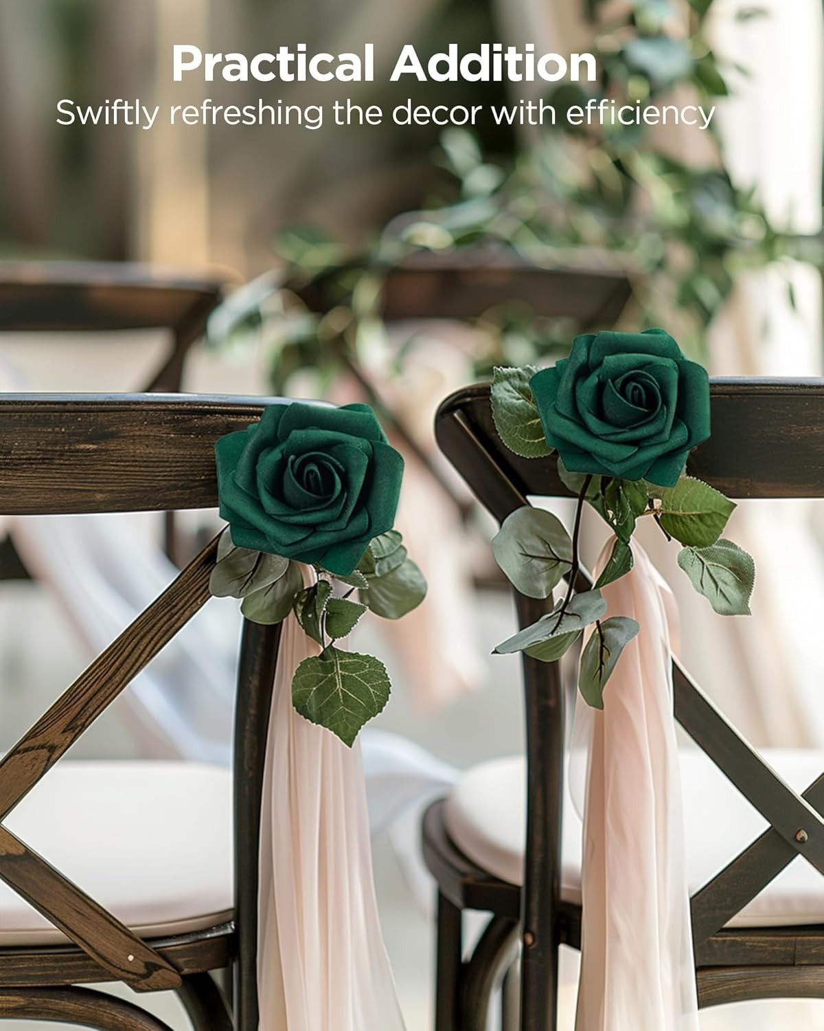 Hunt Green Foam Roses Bulk – 100 Pcs for DIY Wedding Decor