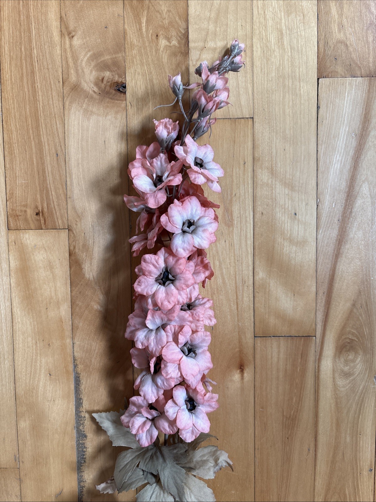 Vintage Plastic 33” Dusty Peach Larkspur Flower Stems Case of 12 New Old Stock