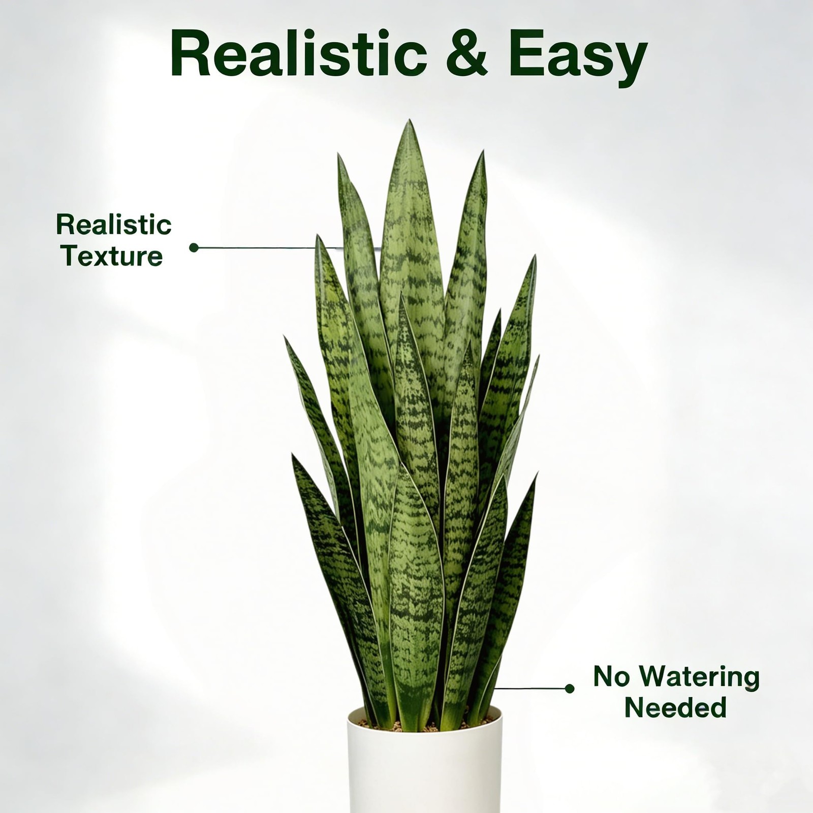 Fake Snake Plant, 27in Artificial Plant with White Pot Realistic Leaves, Low …