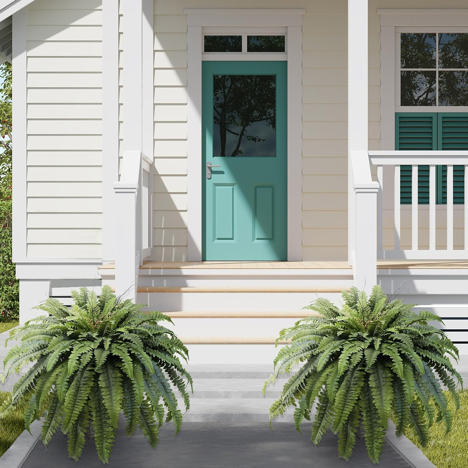 50″ Fake Ferns Artificial Plants Large, 98 Fronds Artificial Ferns for Outdoors