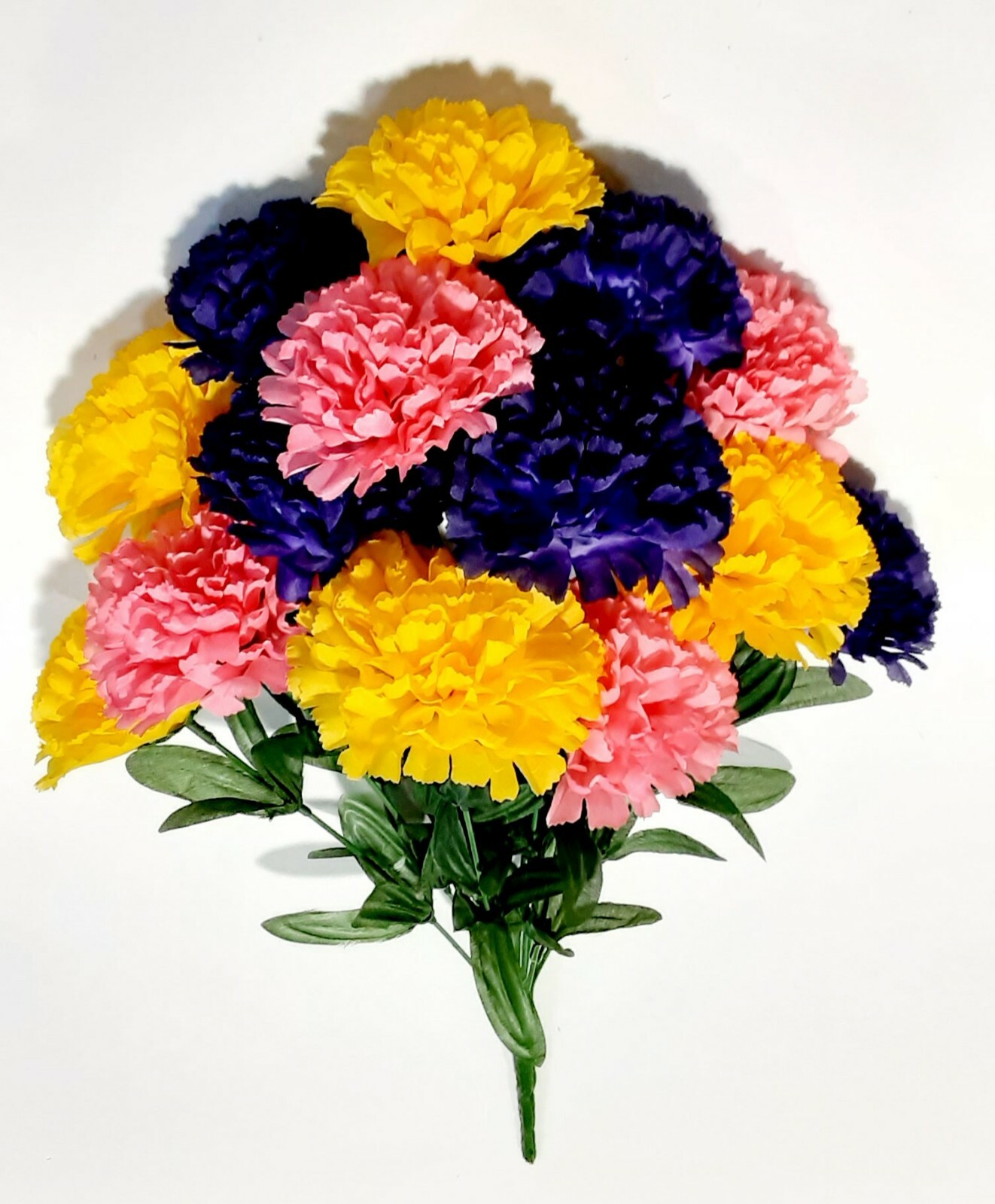 Yellow Purple & Beauty 3.5″ Carnation 20″ Lg Bush Silk Flower Home In/Outdoor US
