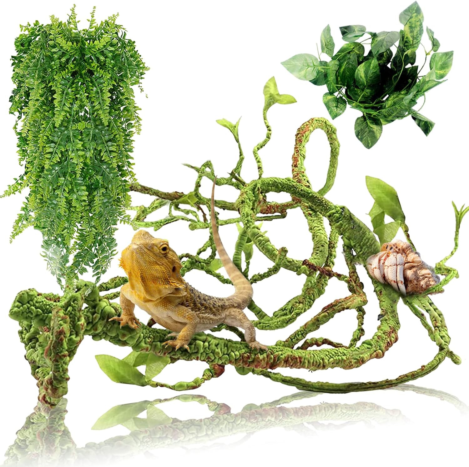 Artificial Reptile Vine Hanging Plants 2Pcs Green Decor For Terrarium Habitat