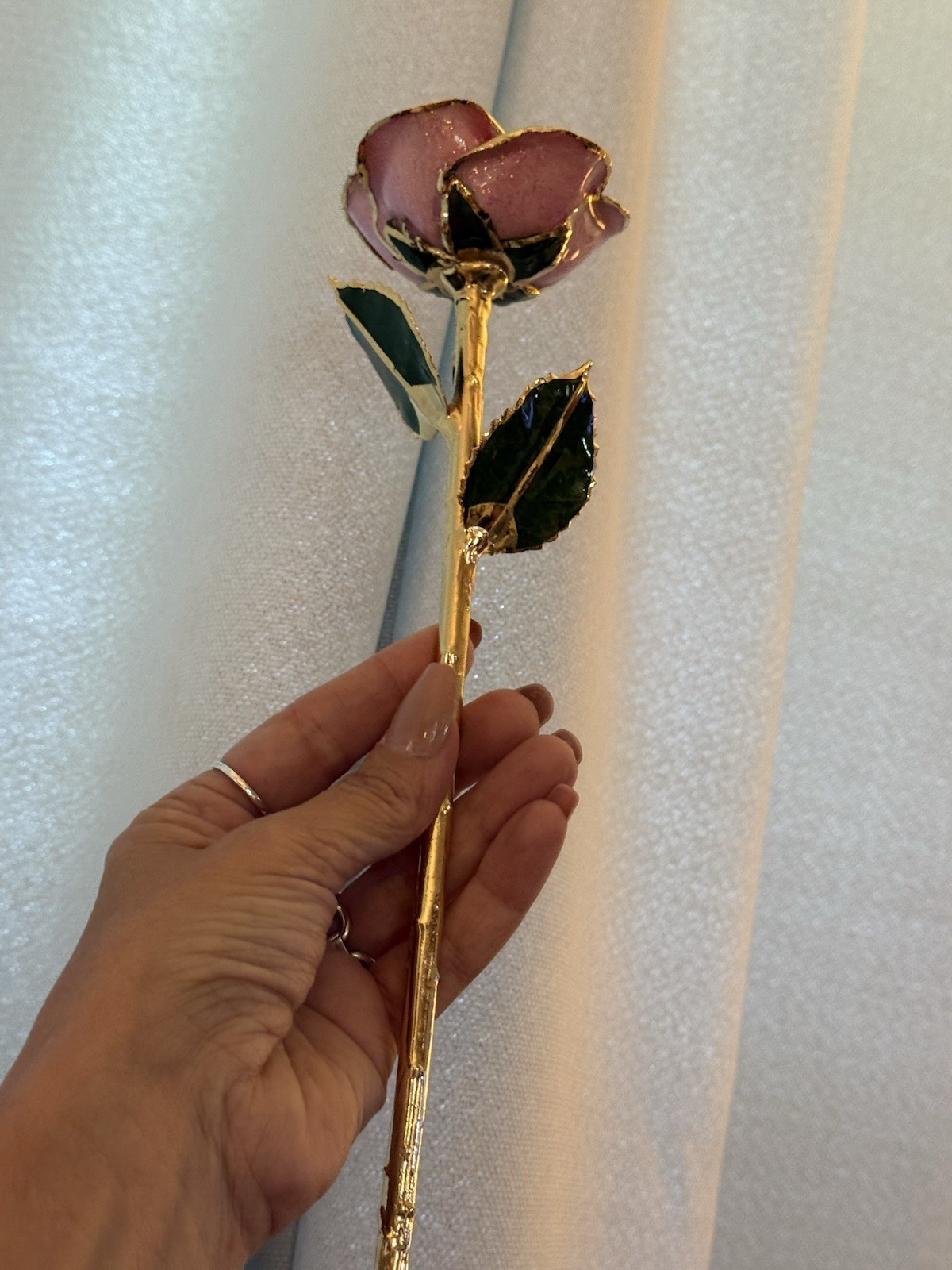 real rose dipped in 24k gold in Plum