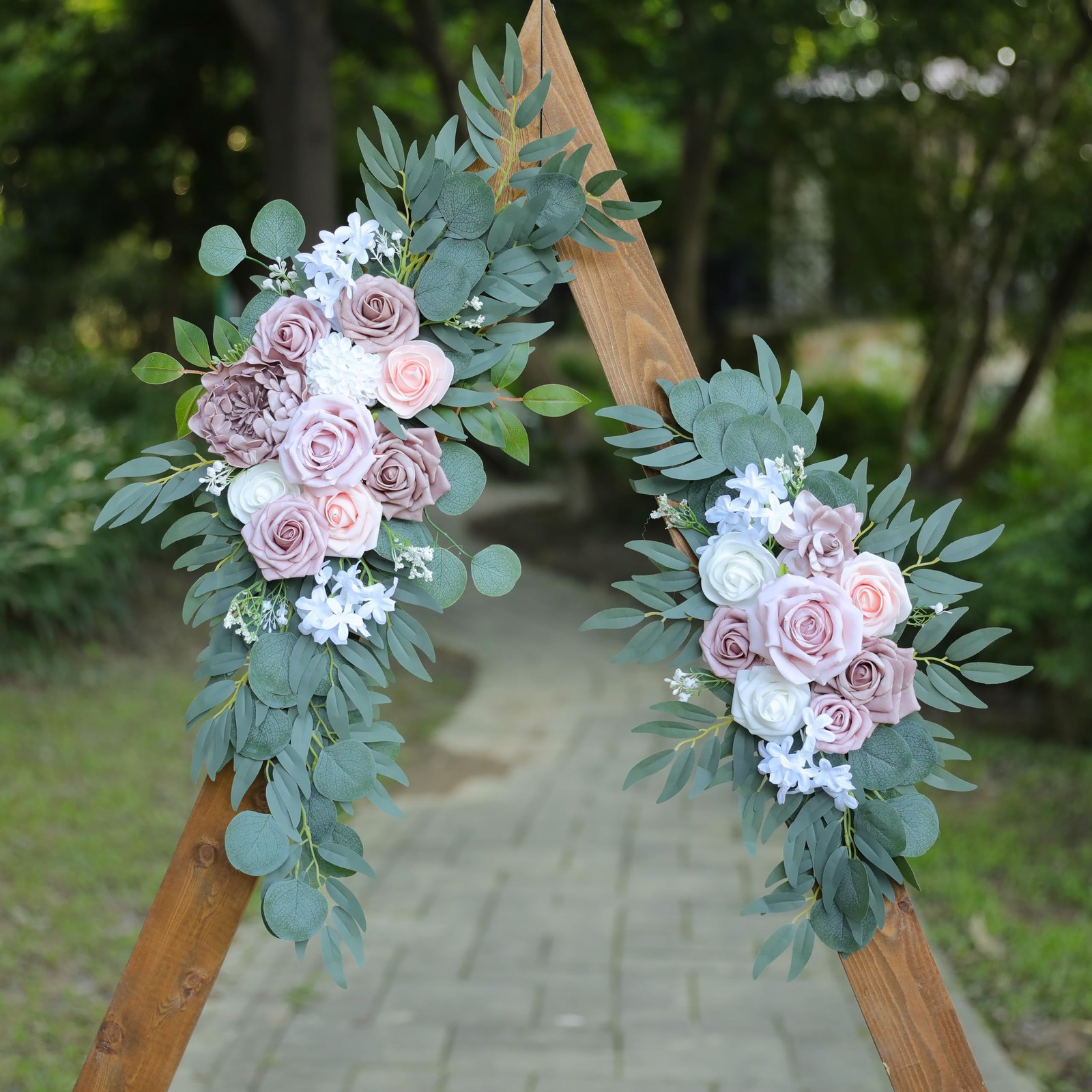 Set of 2 Dusty Rose, Blush Pink Wedding Arch Swags, Welcome Sign, Decor, Floral