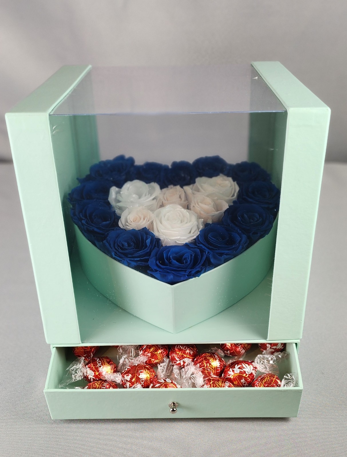 Everlasting Love Heart Jewelry Box With Preserved Roses
