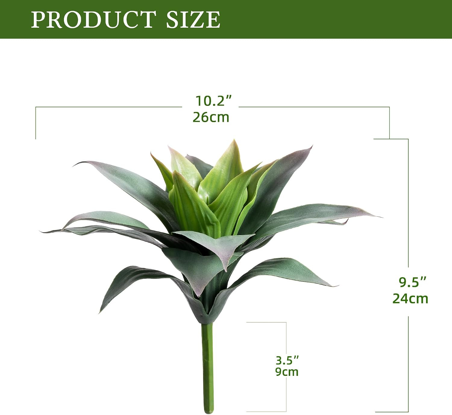 Artificial Agave Plant Outdoor Realistic Fake Succulent 2PC Green | 10 Inch Tall