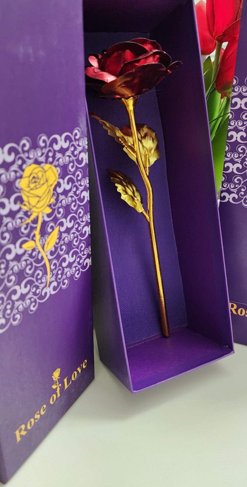 24K Forever Red Rose Gold Dipped with Gift Box for Valentine, Wife, Birthday