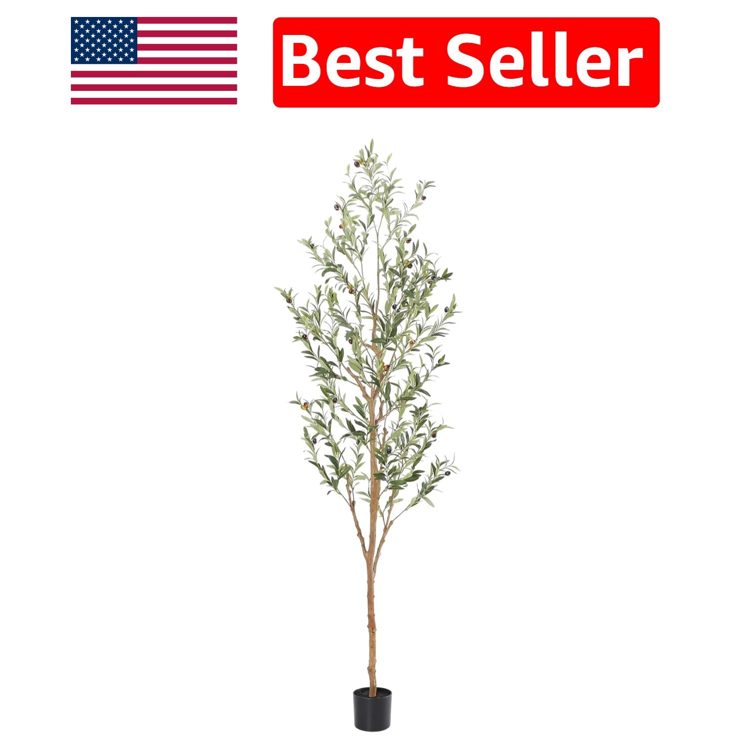 7ft Faux Olive Tree: Realistic Green Silk Leaves & Natural Wood Trunk Décor