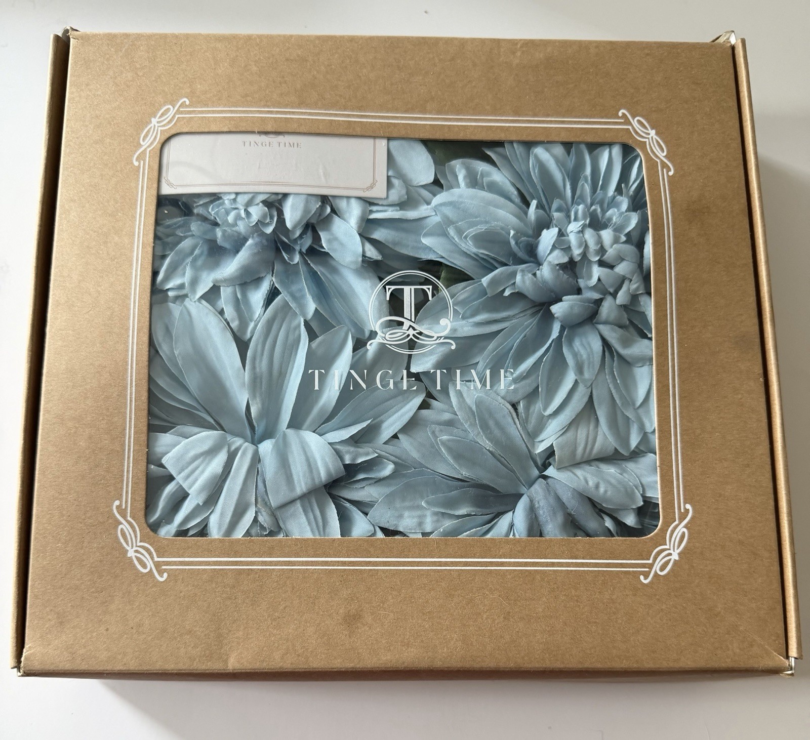 TINGE TIME Blue Artificial Flowers DIY Floral Arrangement Craft Box Open Box