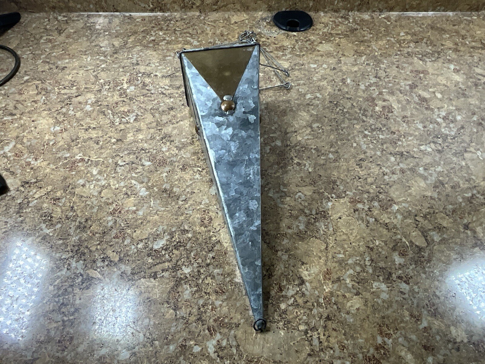 Hanging Planter Triangle Air Succulent Flower Container Metal & Wood Cross