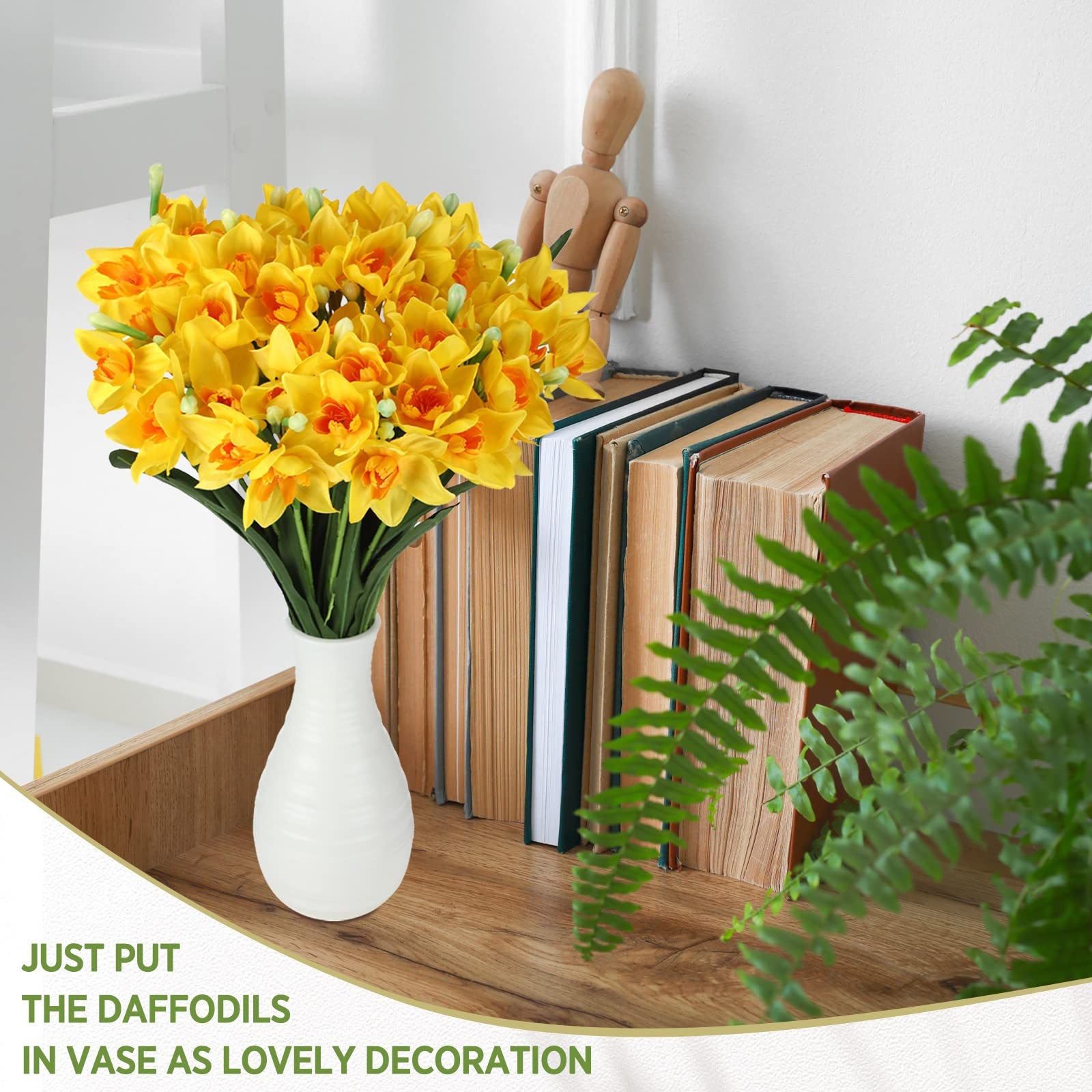 Artificial Plant 48 x Faux Daffodils, 18.1 inches Narcissus Spring Flower, Ye…