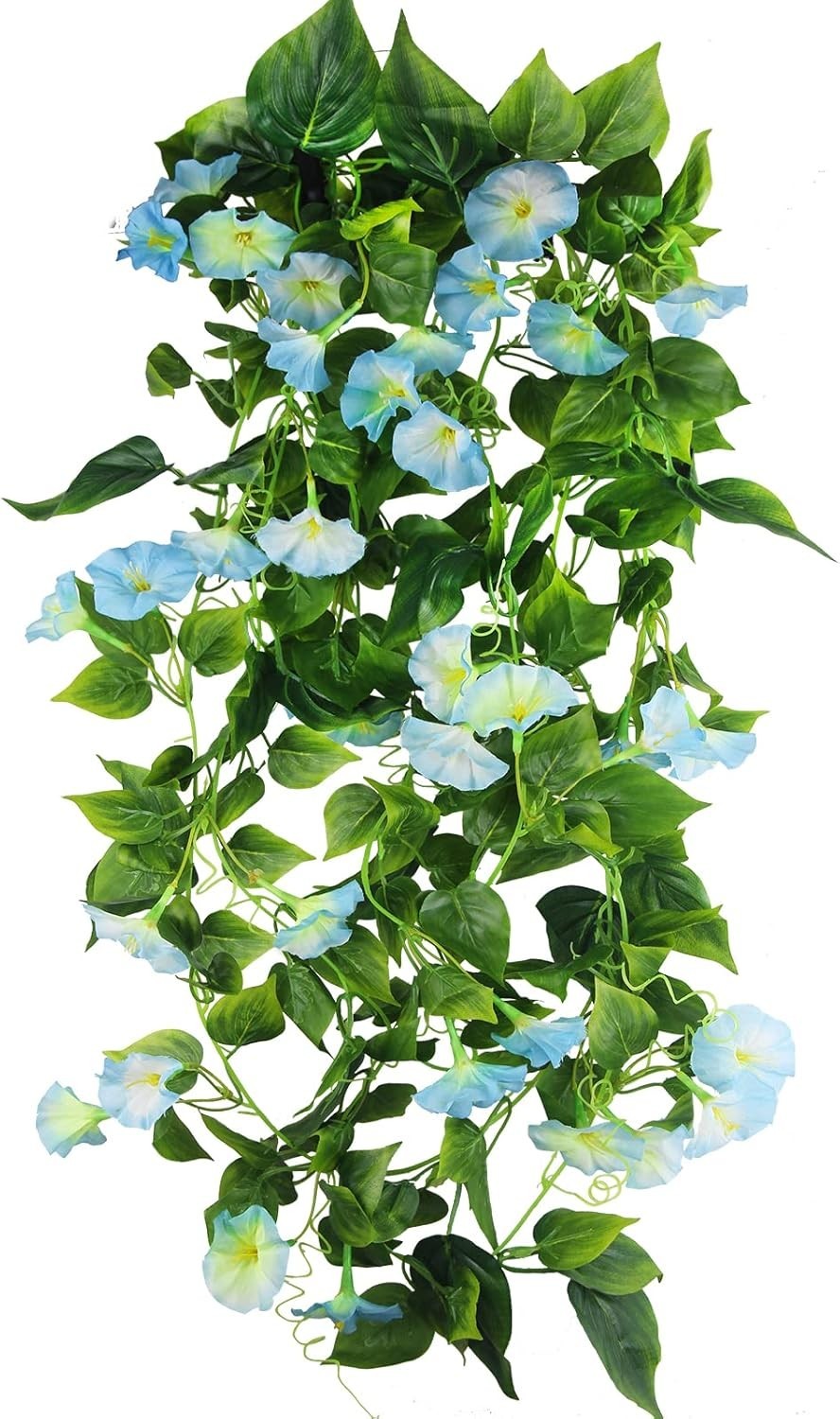 “2 Pcs Artificial Vines for Outdoors Silk Morning Glory Vines 15Feet Blue “