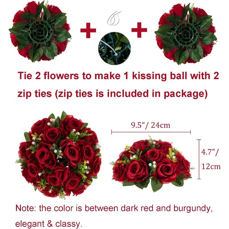 Flower Centerpieces for Tables Wedding: 10 Pcs Crimson Red Artificial Rose