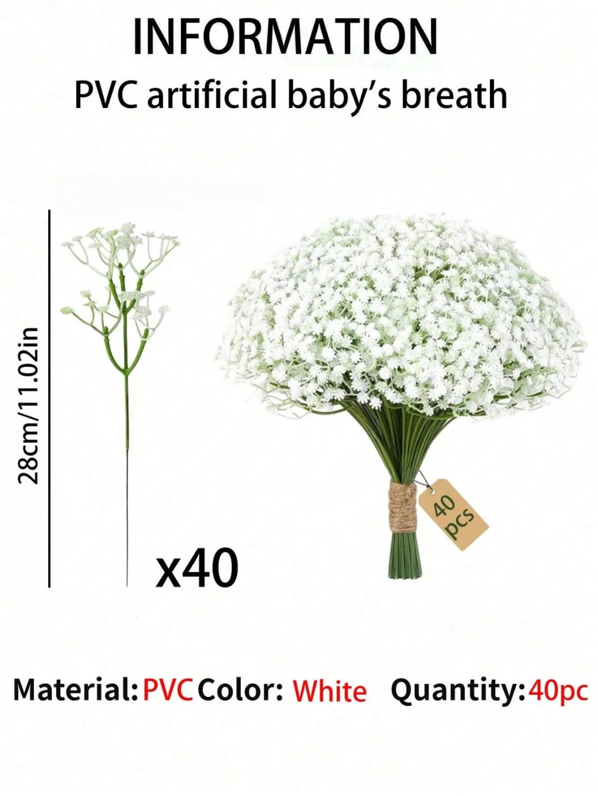 5/10/20/30/40Pcs Artificial Baby’s Breath .Ideal For Wedding,Decore,Home,Room Uk