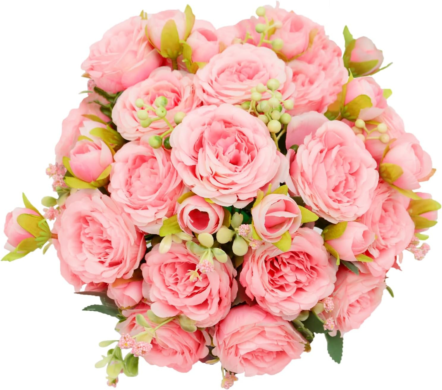 2 Pack Artificial Flowers Bouquet, 10 Pcs Austin Roses Silk Flowers Heads, Fake