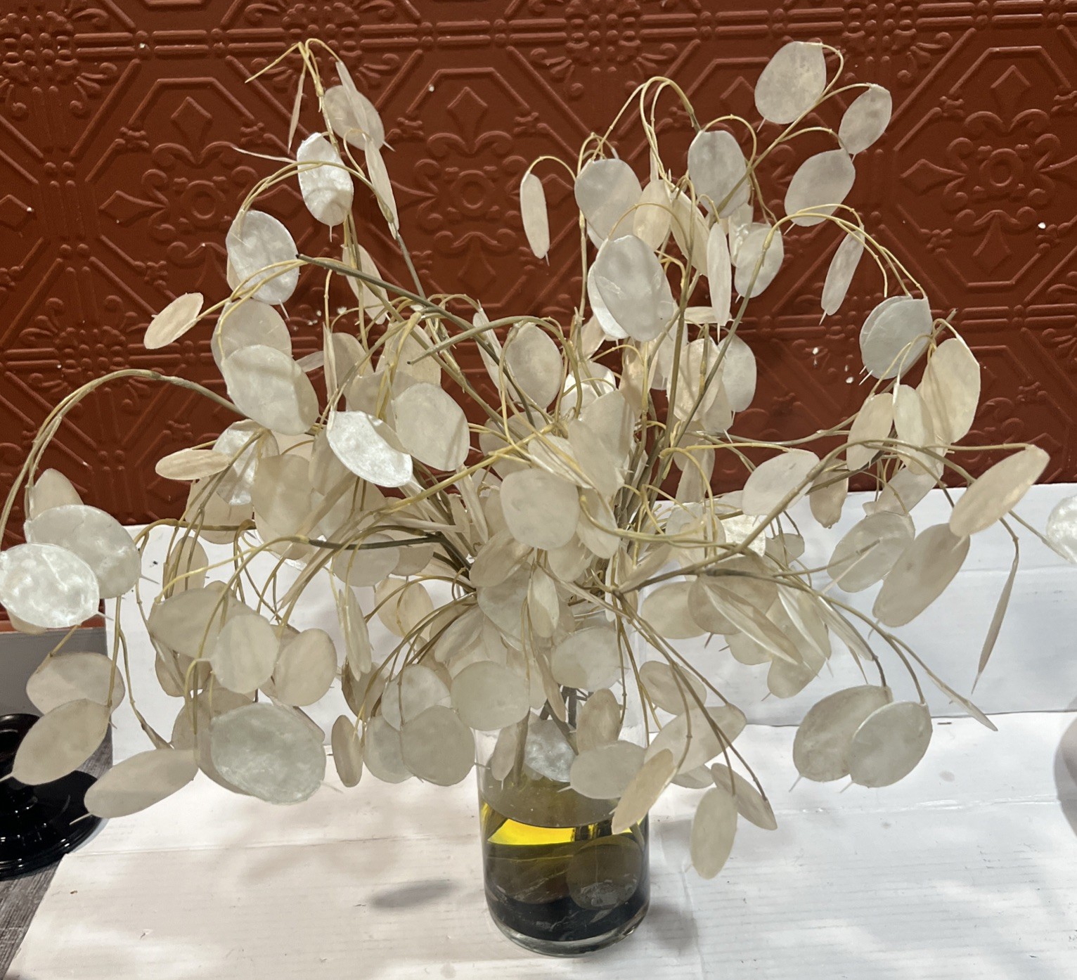 Lunaria Plant Artificial Stems Plant Money Tree In Acrylic Vase Home Decor