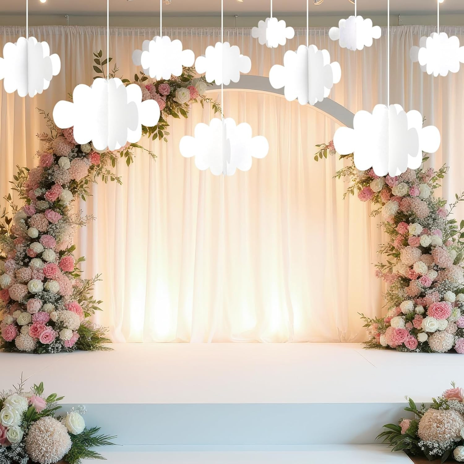 18 PCS 3D Cloud Decoration, Artificial Hanging Clouds for Ceiling, White Felt Or