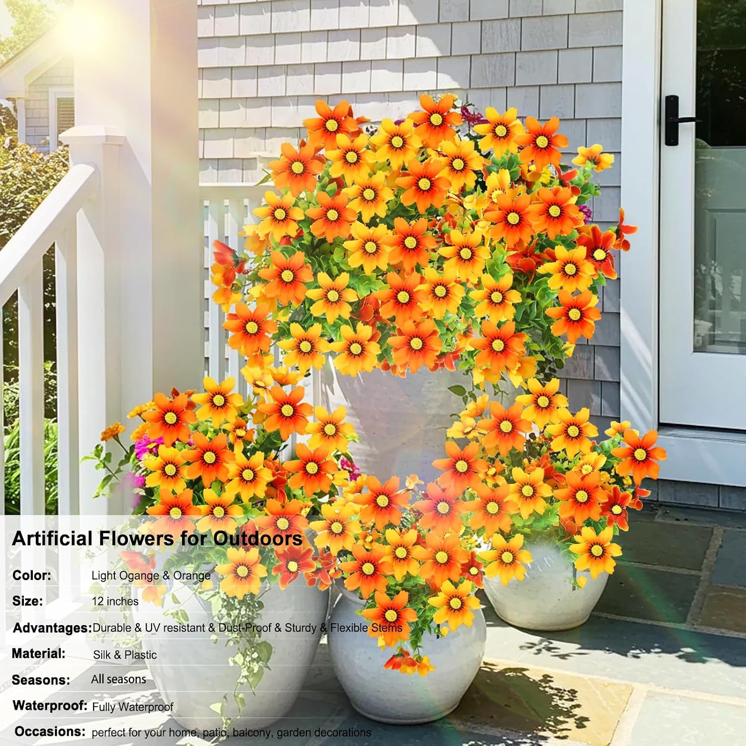 Artificial Flowers for Outdoors, Durable UV Resistant Artificial Outdoor