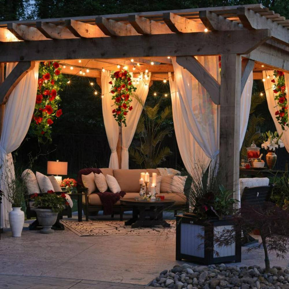 3.3 Ft. Red Artificial Rose Hanging Flowers with 3 0 LED Fairy String Lights (Se