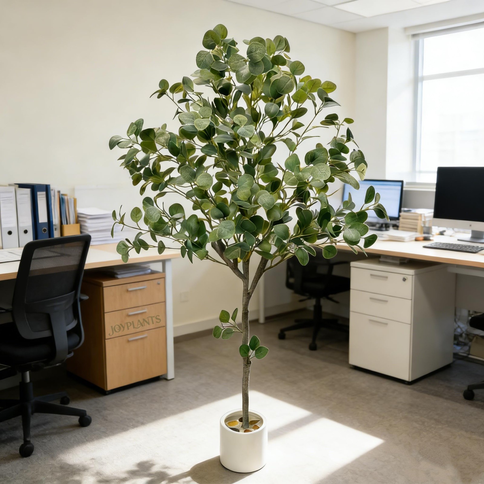 5FT Artificial Eucalyptus Tree, Lifelike Fake Floor Plant with Silver Dollar …