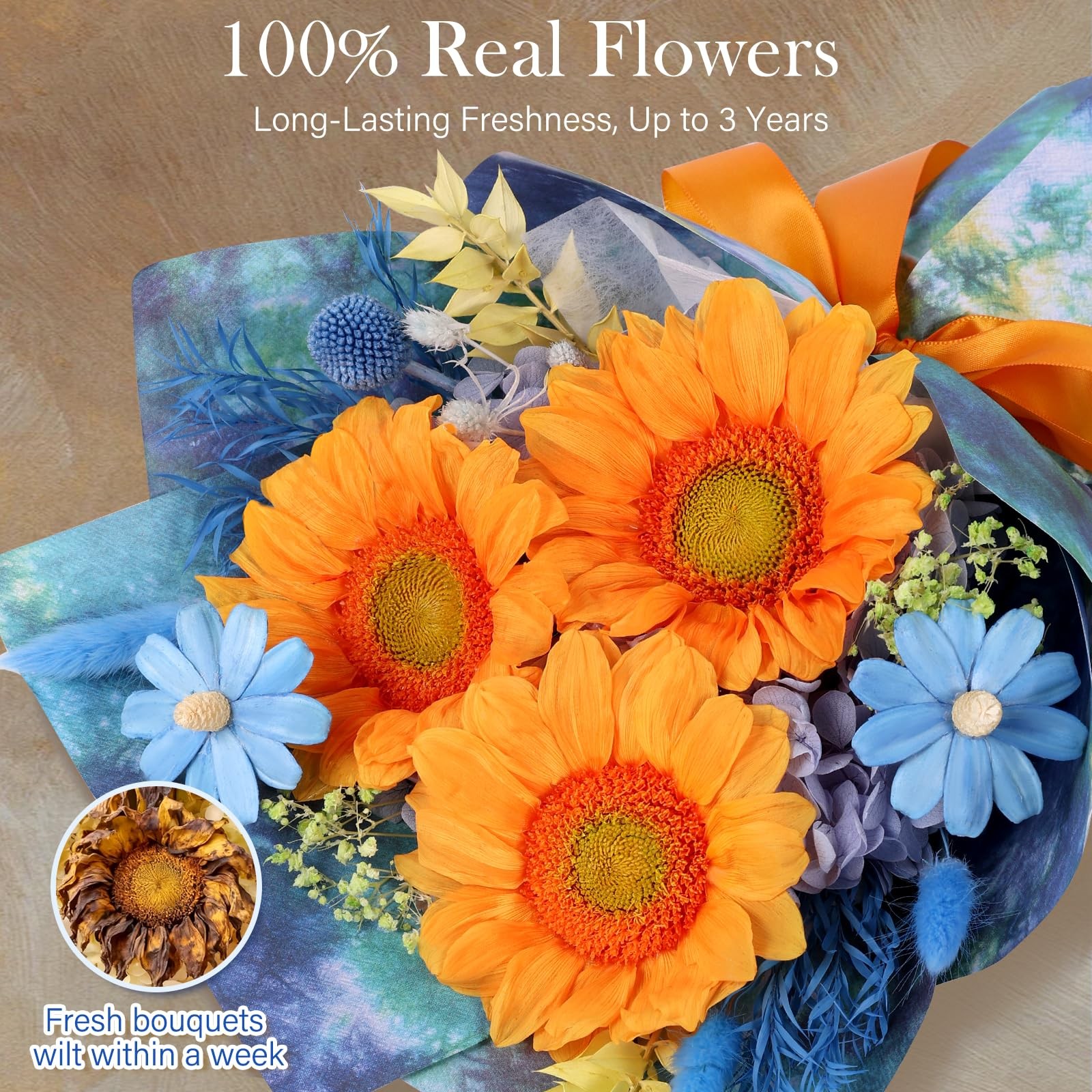 Forever Flowers for Delivery – Preserved Sunflowers Bouquet, Green Sunflowers…