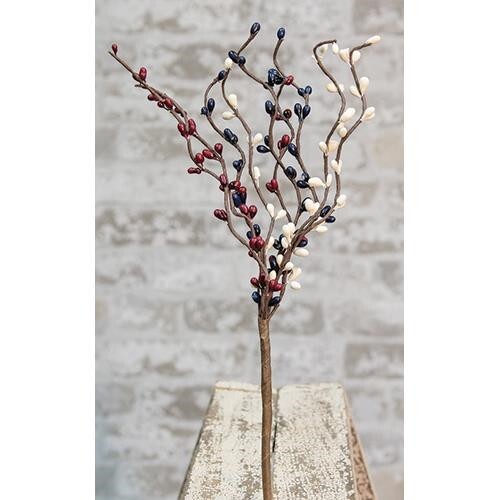 NEW Pip Berry Picks Stems RED CREAM BLUE Set of 3 Primitive 12″ Crafts Patriotic