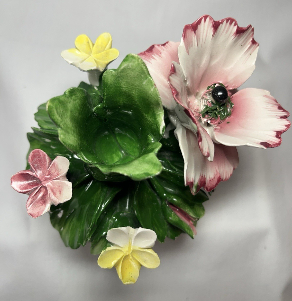 Vtg NUOVA CAPODIMONTE Flower Basket Candle Holder F.lli Savastano – NA Italy