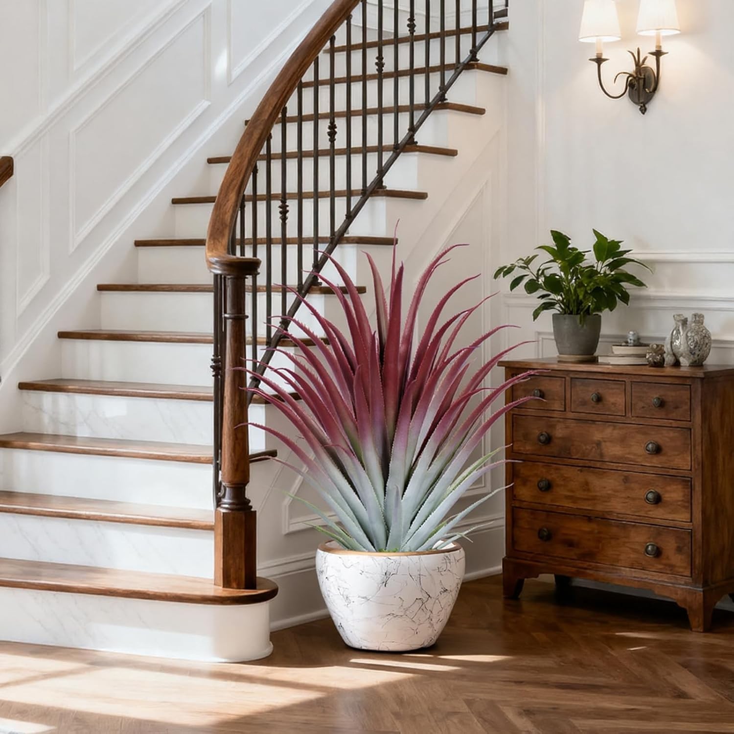 2ft Fake Spiked Agave Plant Red Artificial Aloe 26 Inch Tall