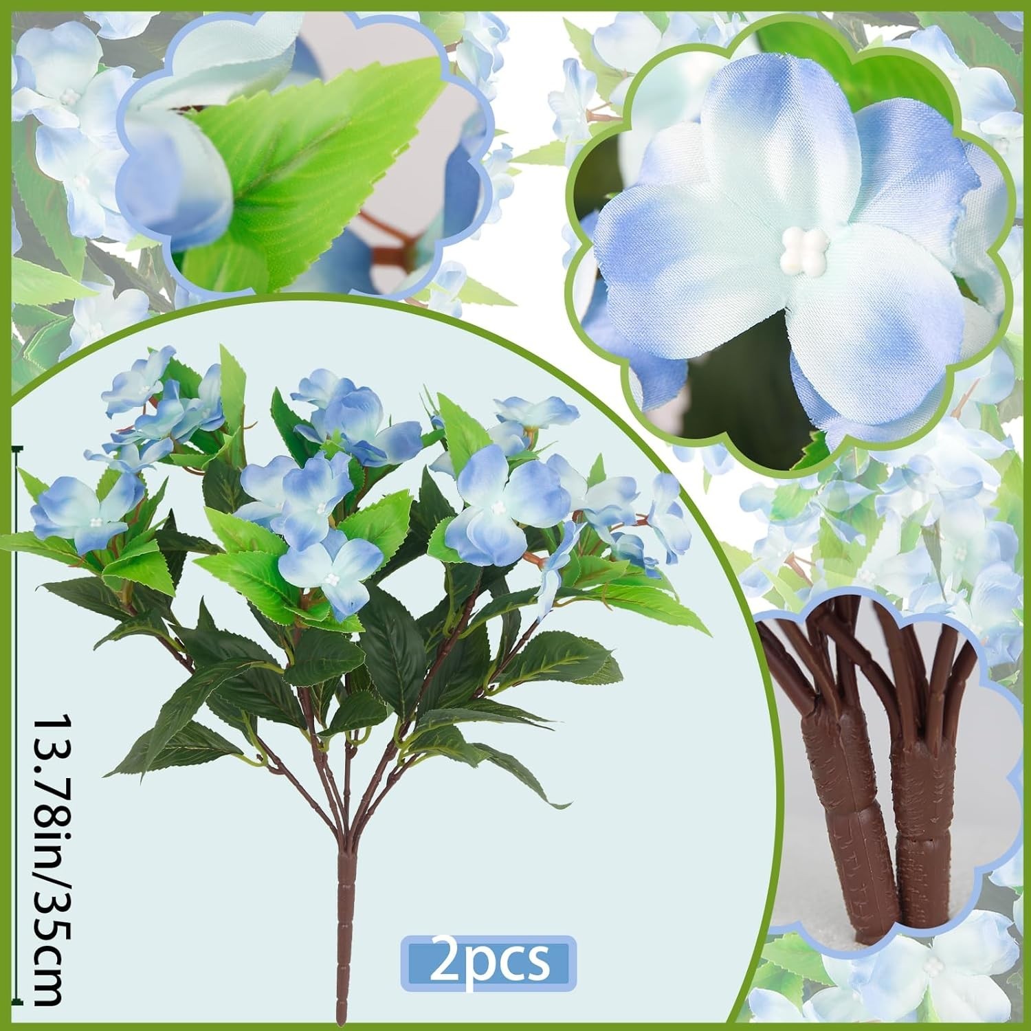 2 Pcs UV Resistant Blue Artificial Impatiens Flowers – Perfect for Outdoor Decor