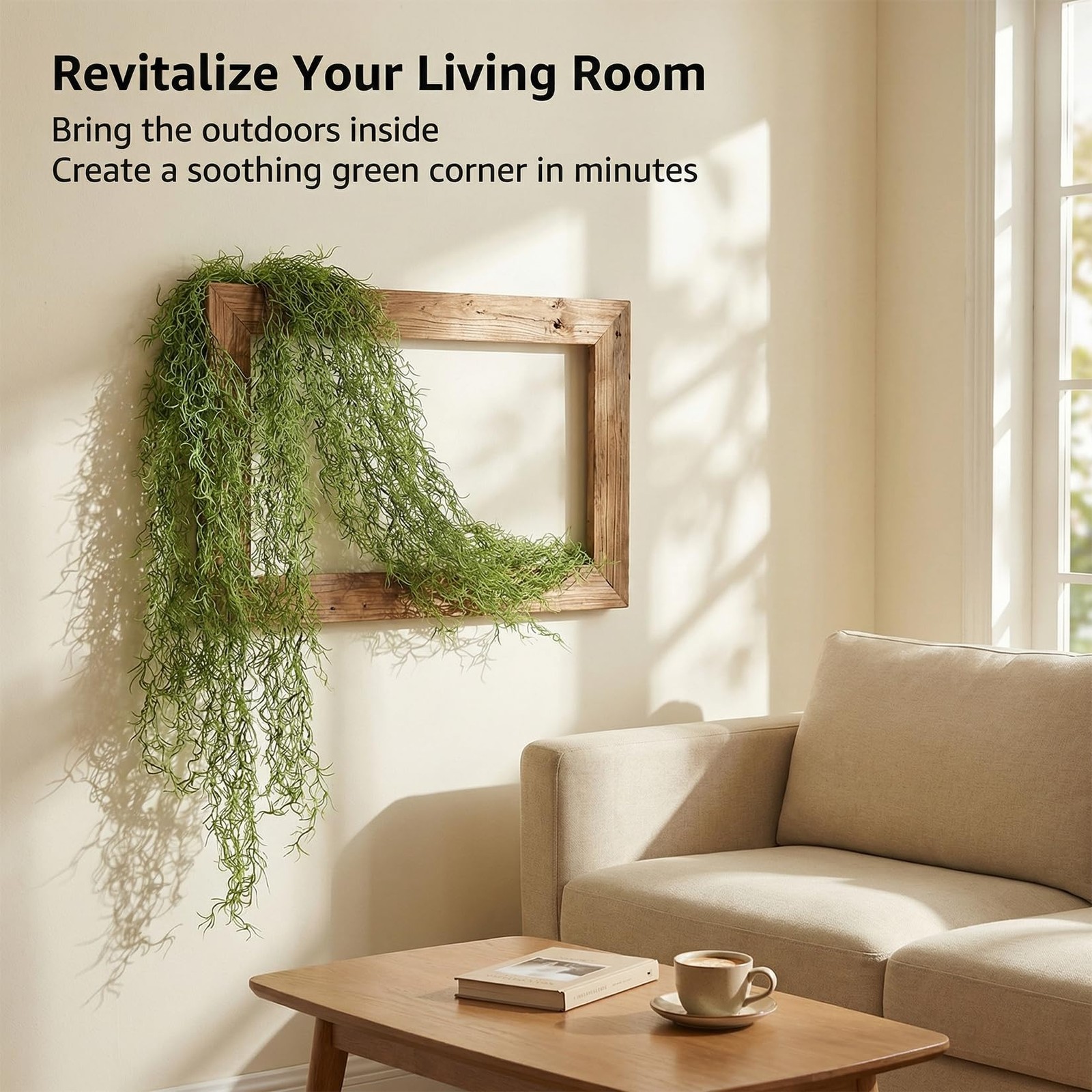Fake Spanish Moss – Artificial Moss for Plants Indoor Crafts 33 Inch Long 3 PCS