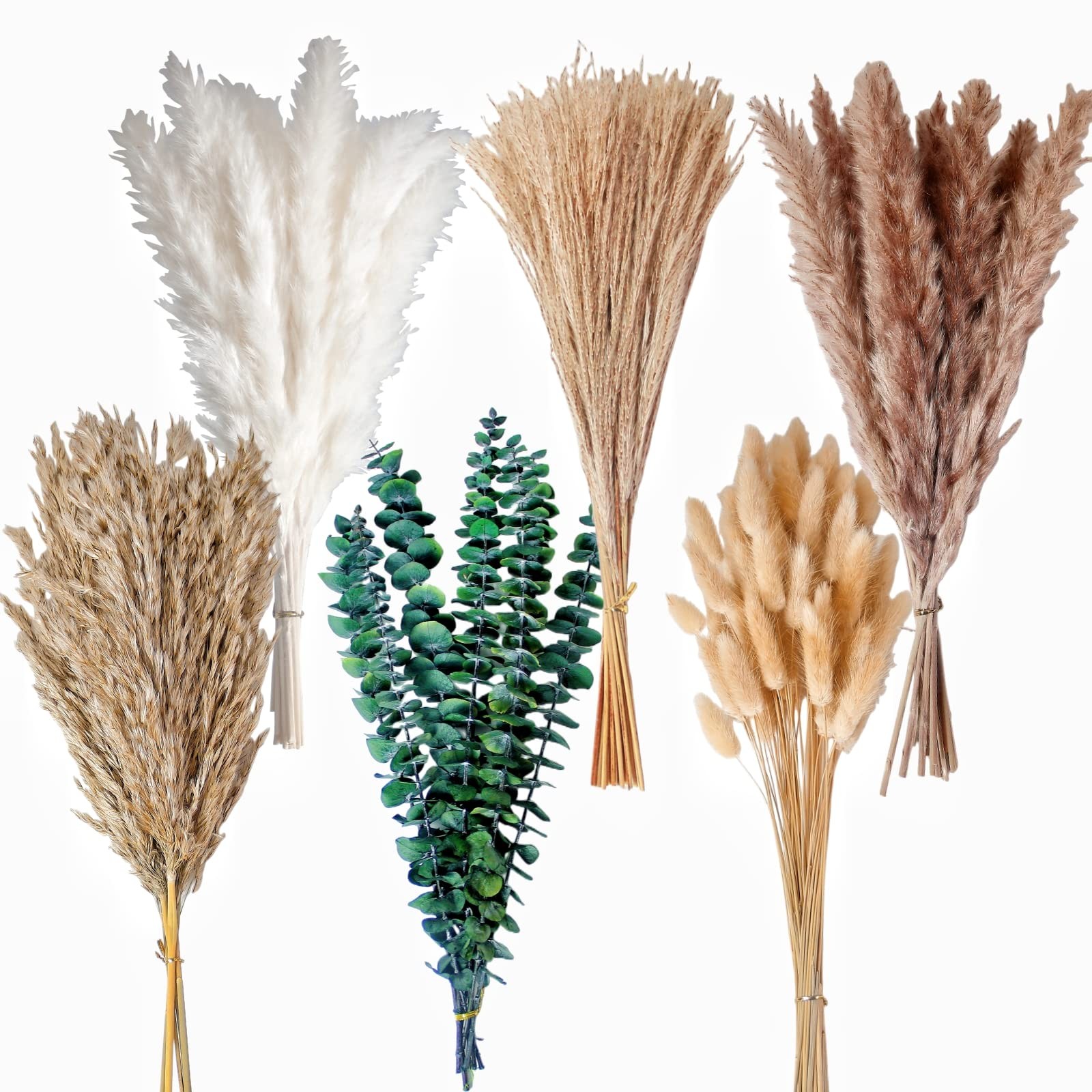 110 PCS of Boho Pampas Grass Decor, Naturally Dried Pompas, Bunny Tails Dried…