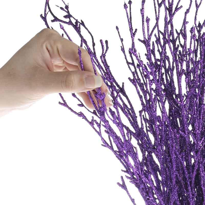 Package of 12 Purple Glittery Artificial Twig 22″ Branches