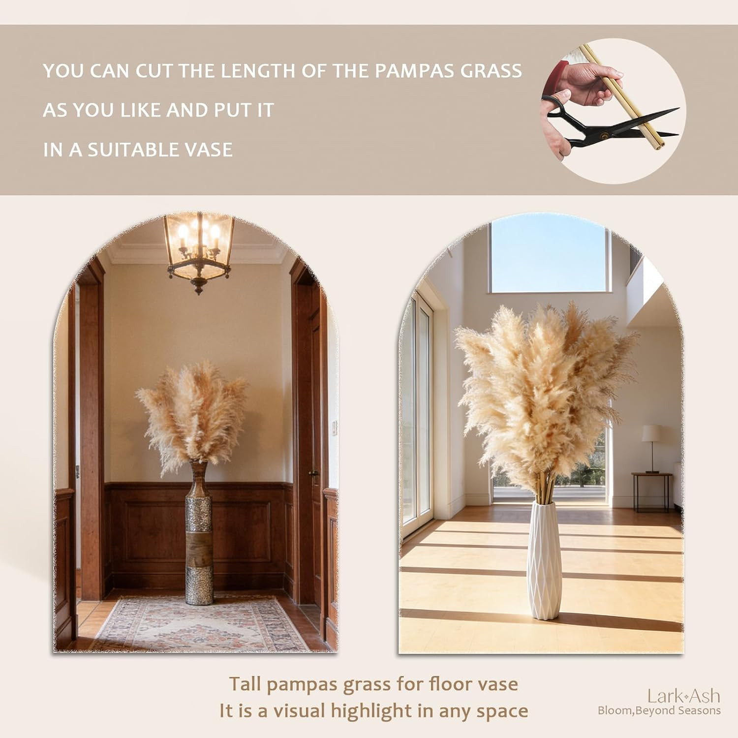 55Inch 15Pcs Tall Pampas Grass for Floor Vase-Dried Pampas Grass Decor Tall Brow