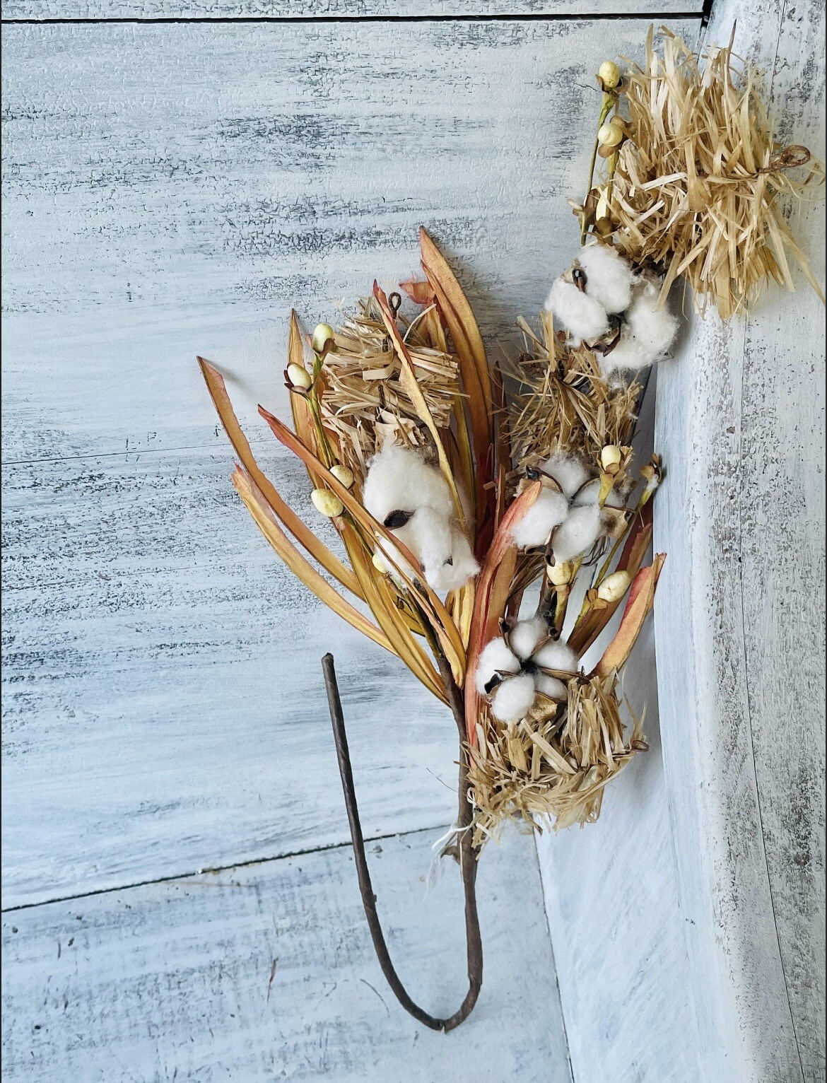 Cotton & Fall Grass Branch, 28” NEW Floral Arrangements Craft Supply