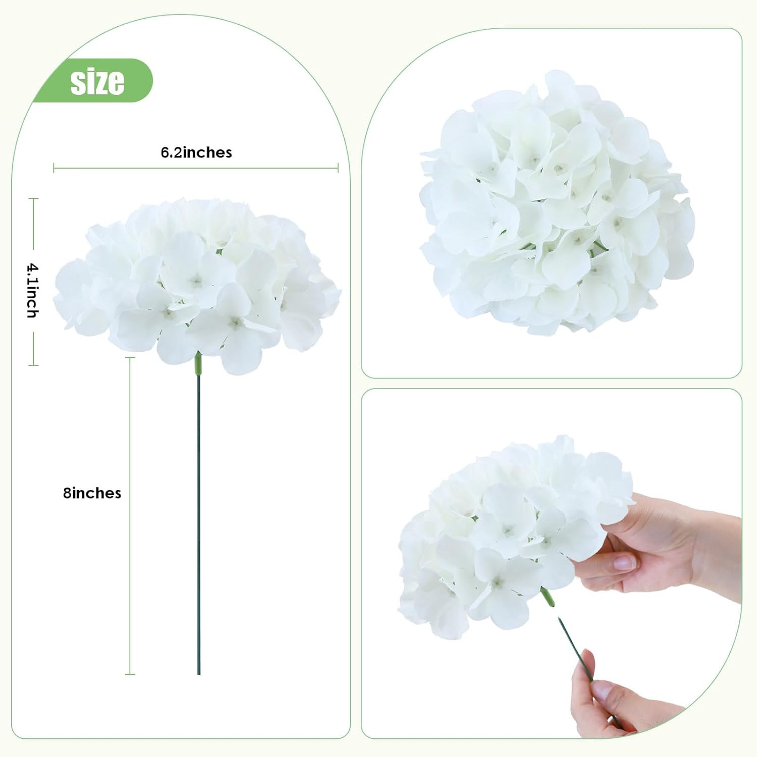 105pcs Fake Flowers White Hydrangea Artificial Flowers Bulk (Not Squished, No