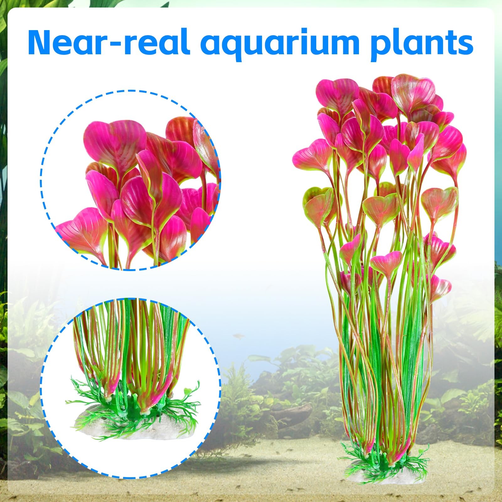 Artificial Fish Tank Plants Plastic Aquarium Large Red Decorations 15.5 In 2 PCS