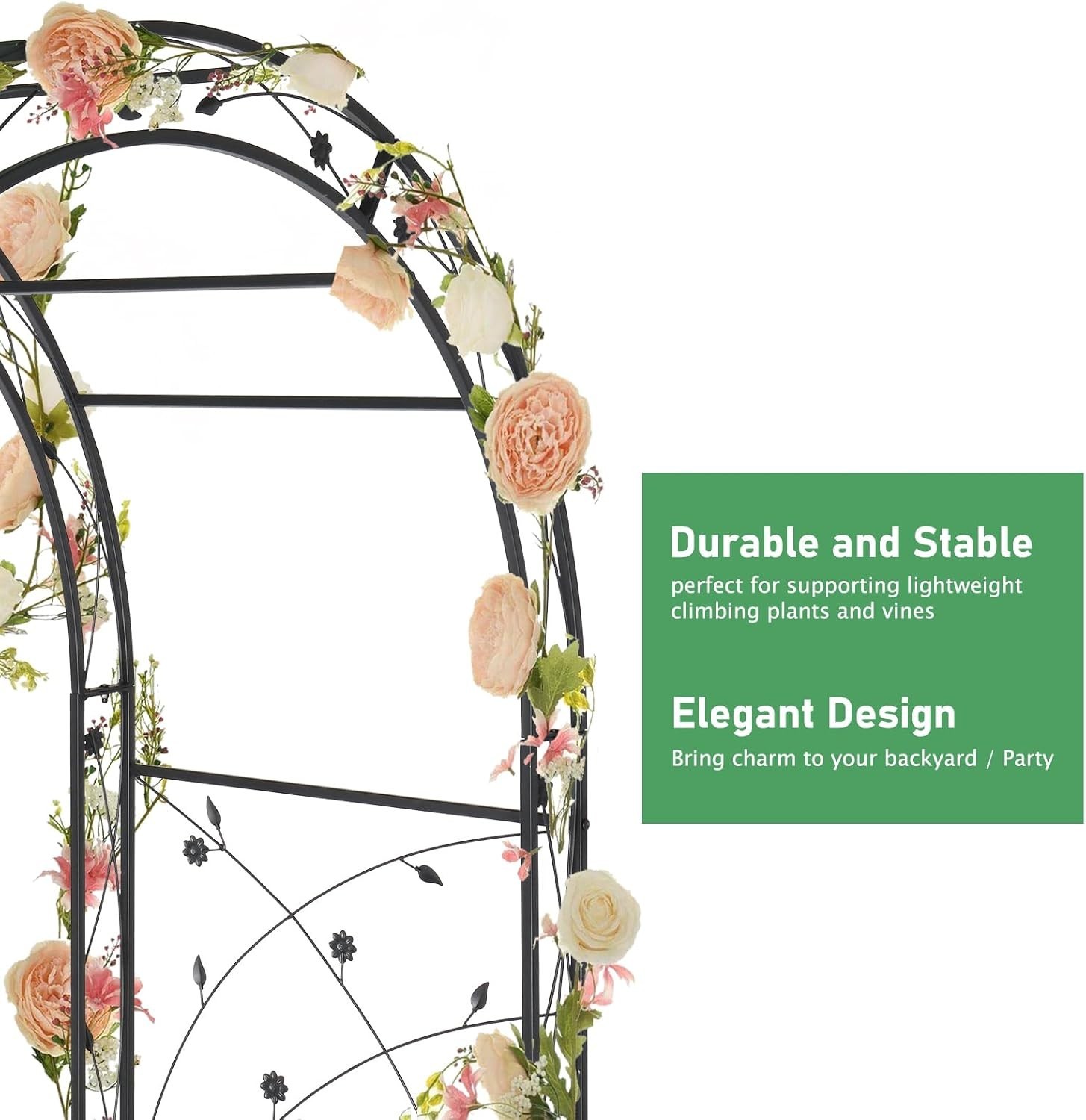 Garden Arbor, Arch for Wedding Ceremony Party, Christmas Garden Decor Steel G…