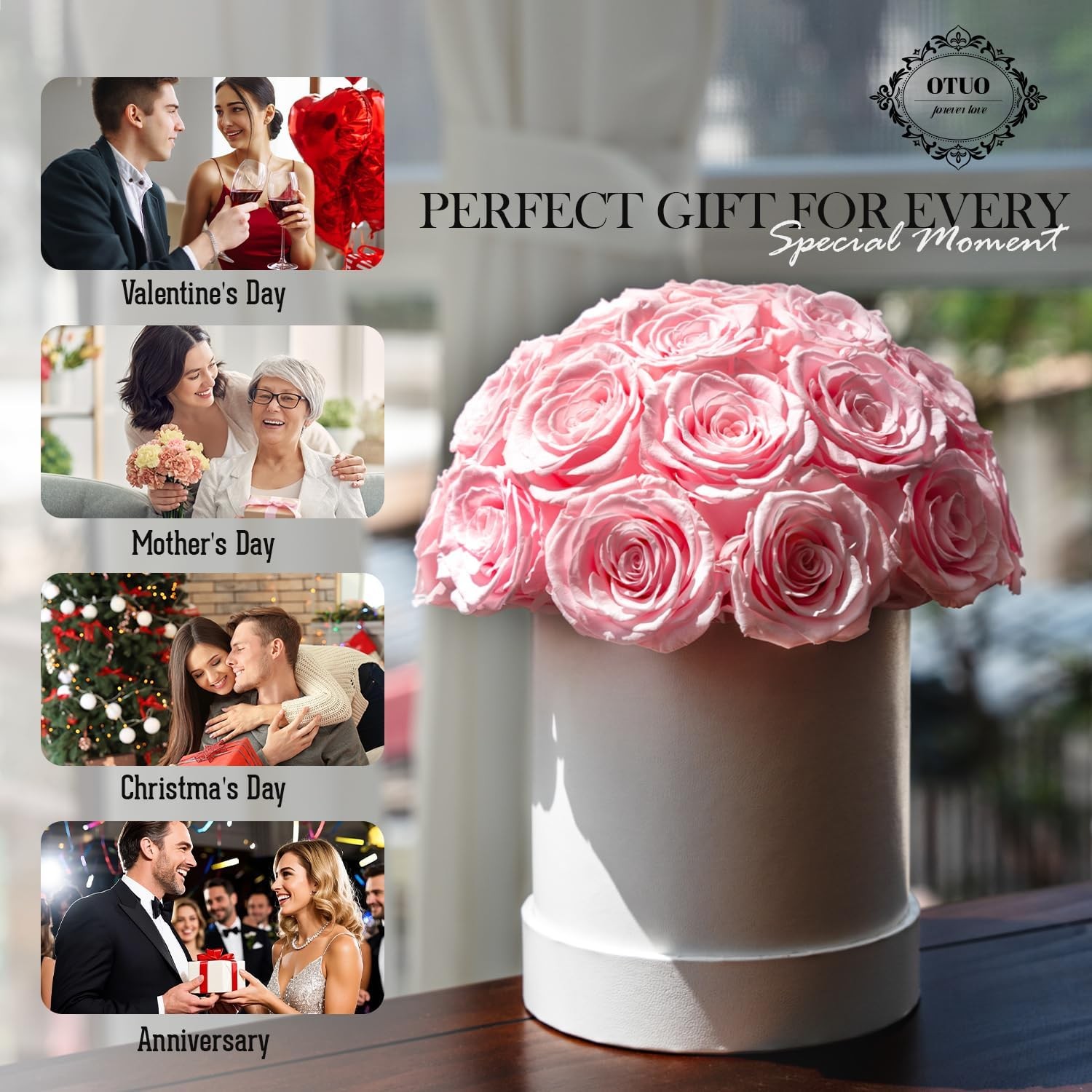 27 Preserved Roses in Round Dome Shape, Mother’s Day Real Forever Flowers Rose B
