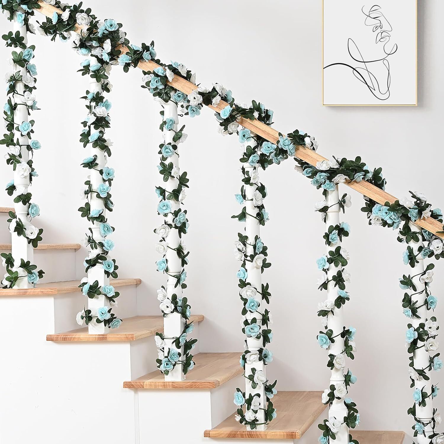 Flower Garland Rose Vines, 5 Strands 41Ft Flowers Vines for Bedroom, Rose