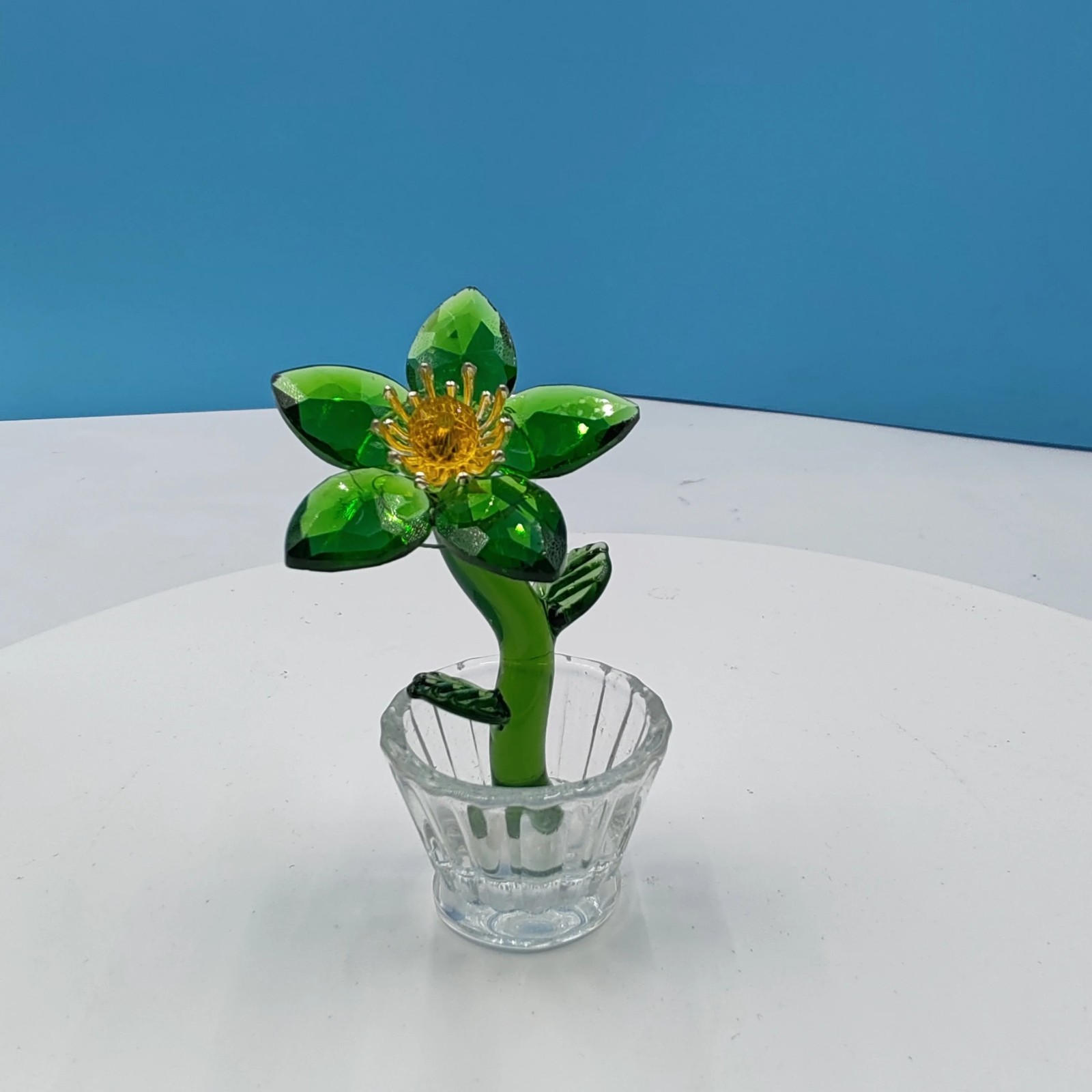 Crystal Flower Ornament Glass Sunflower Orchid Desktop Office Décor