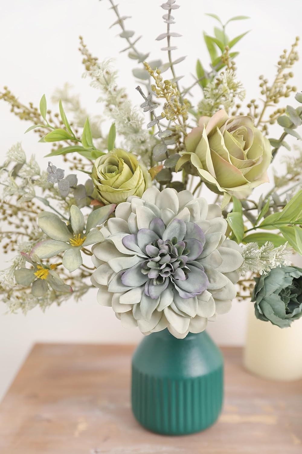 Artificial Flowers in Ceramic Vase, Brown Faux Flowers with Vase,Centerpieces Co