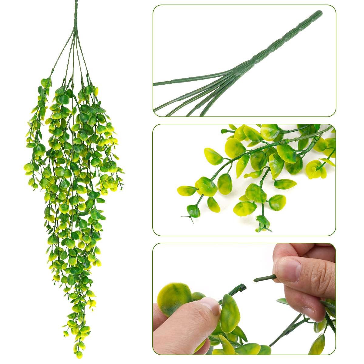 NEW Outdoor Decor Artificial Fake Hanging Basket Plants Silk Flowers Vine Home
